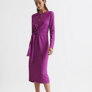 Reiss Valentina Bodycon Midi Purple Dress Size 6